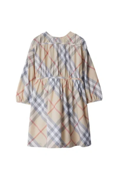 Burberry Kids'  Childrens Check Cotton Dress In Pale Stone