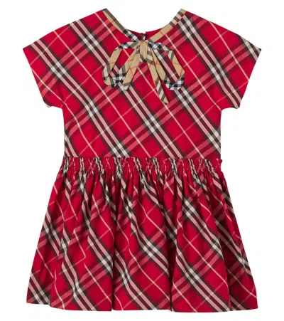 Burberry Kids' Check Cotton Dress In Pink