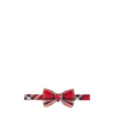 Burberry Check Cotton Flannel Bow Tie In Red
