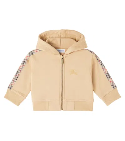 Burberry Check Cotton Fleece Hoodie In Neutral