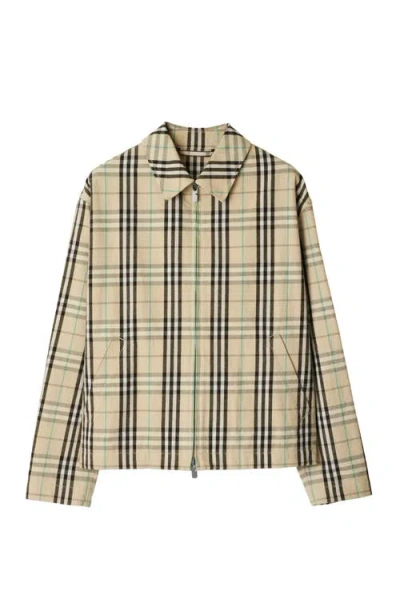 Burberry Checked Cotton-flannel Harrington Jacket In Brown