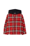 Burberry Check Hooded Jacket In Red