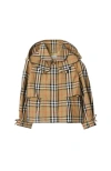 Burberry Check Cotton Hooded Trench Jacket In Brown