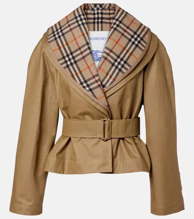 Burberry Check Cotton Jacket In Brown
