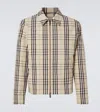 Burberry Beige Jacket With Classic Collar And All-over Check Motif In Cotton Man In Multicoloured
