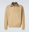 Burberry Check Cotton Jersey Half-zip Sweatshirt In Neutral