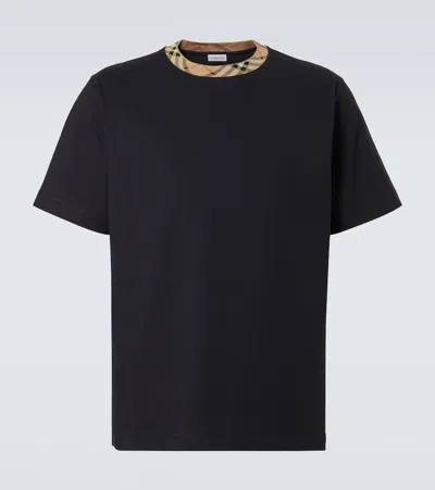 Burberry T Shirt Featuring Check Neckline And Trims In Black