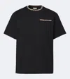 Burberry Cotton Logo T-shirt With Checkered Trim And Chest Pocket In Black
