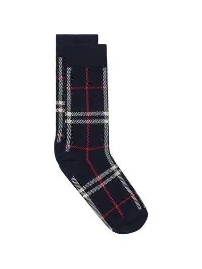 Burberry Check Cotton Nylon-blend Socks In Black