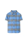 Burberry Check Cotton Oxford Shirt In Blue