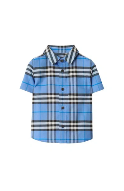 Burberry Babies'  Check Cotton Oxford Shirt In Blue