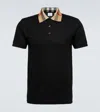 Burberry Men Check Collar Cotton Polo Shirt In Blue