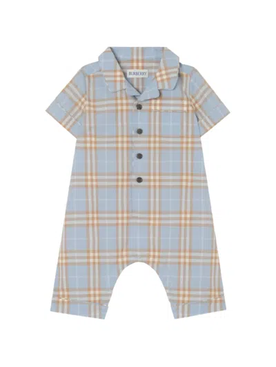 Burberry Baby Boy's Check Coveralls In Blue