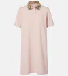 Burberry Check-collar Cotton Polo Shirt Mini Dress In Pink