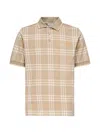 Burberry Check Cotton Polo In Neutral