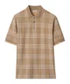 Burberry Checked Cotton Polo Shirt In Brown