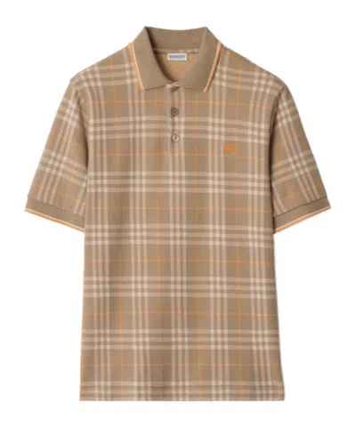 BURBERRY BURBERRY LOGO EMBROIDERED CHECKED POLO SHIRT