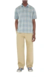 Burberry Check Cotton Polo Shirt In Blue