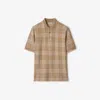 Burberry Checked Cotton Polo Shirt In Brown