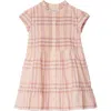 Burberry Girl's Rose Check Smocked Poplin Cap-sleeve Dress
