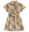 Burberry Girls Sand Ip Check Kids Giulietta Checked Cotton-poplin Dress In Beige