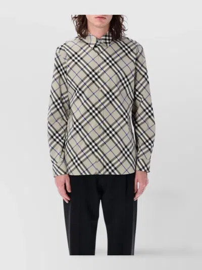 Burberry Check Cotton Poplin Shirt In Green