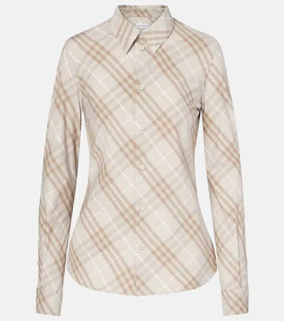 Burberry Check Cotton Poplin Shirt In Neutral