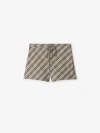 Burberry Check Cotton Pyjama Shorts In Husk