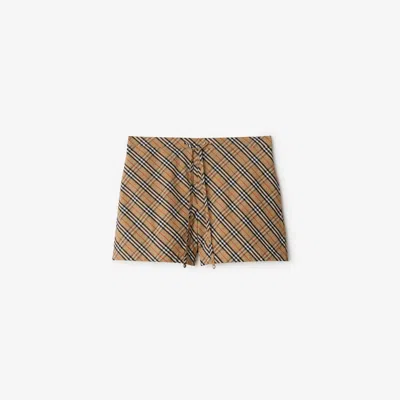Burberry Check Cotton Pyjama Shorts In Sand