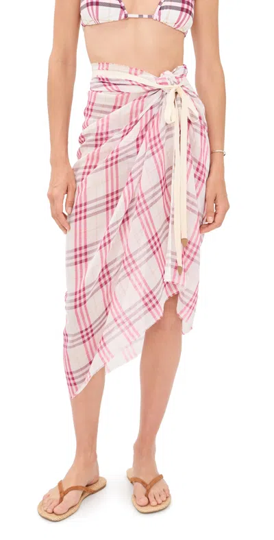 Burberry Check Cotton Sarong Aubergine Purple