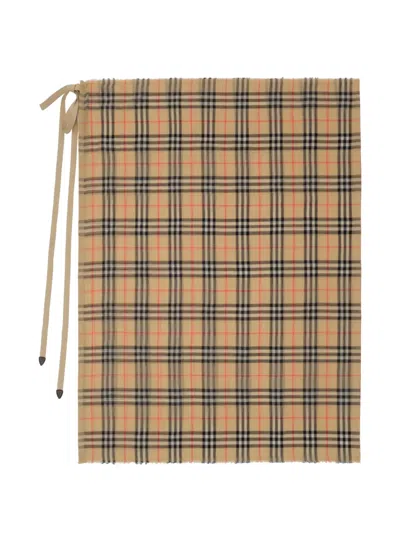 Burberry Check Cotton Sarong In Brown