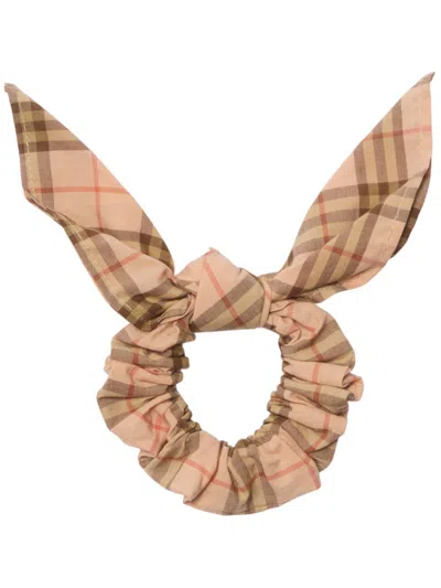 Burberry Kids' Check Cotton Scrunchie In Pink
