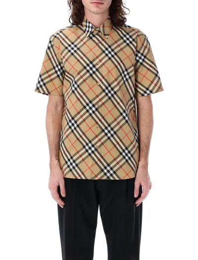 Burberry Check Cotton Shirt In Sand Ip Check