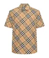 Burberry Short-sleeved Check Pattern Shirt With Button-down Collar