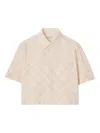 Burberry Check Short-sleeve Crop Button-down Shirt