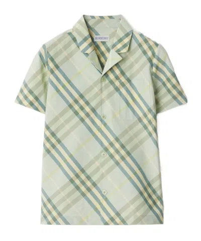 Burberry Check Cotton Shirt In Green