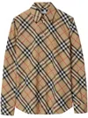 Burberry Women Beige Shirt With Classic Collar And All-over Check Motif In Cotton Woman In Multi
