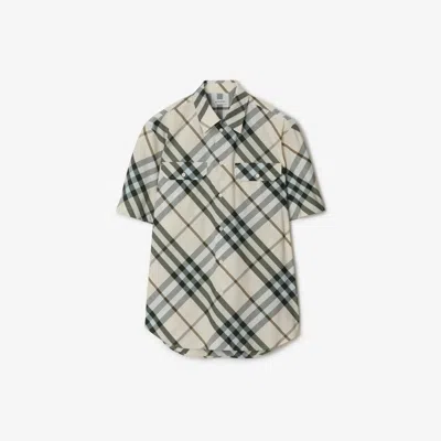 Burberry Check Cotton Shirt In Alabaster