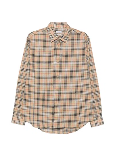 Burberry Check Cotton Shirt In Multi