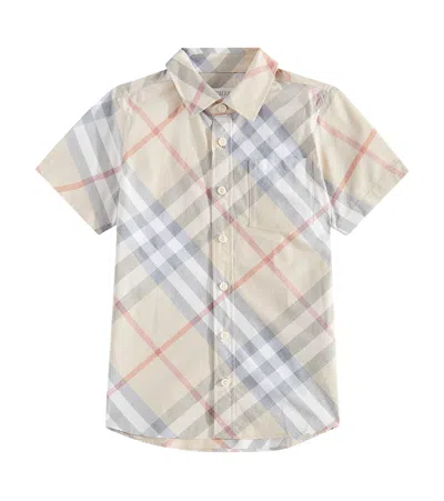 Burberry Kids'  Check Cotton Shirt In Beige