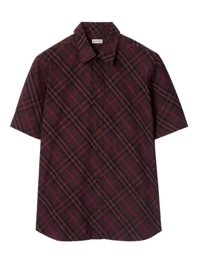 Burberry Check Cotton Shirt In Black