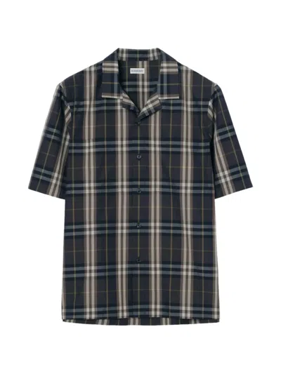 Burberry Check Cotton Shirt In Black