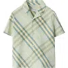 Burberry Checkered Cotton Shirt In Breeze