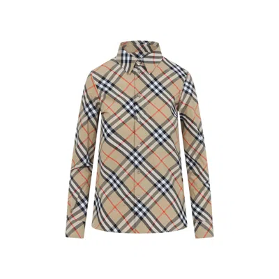 Burberry Check Cotton Shirt In Brown