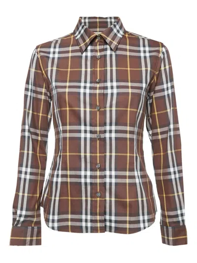 Pre-owned Burberry Check Cotton Shirt In Brown