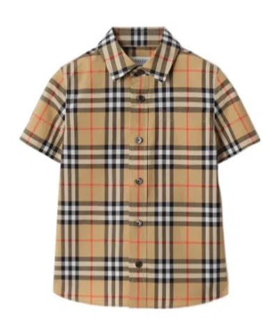 Burberry Kids' Check Cotton Shirt In Brown