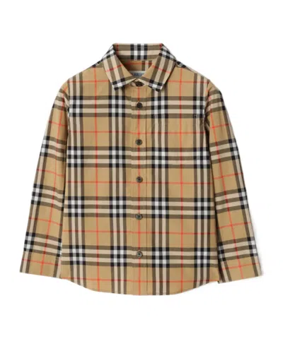 Burberry Kids' Check Cotton Shirt In Brown