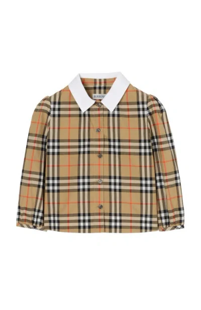 Burberry Kids'  Check Cotton Shirt In Brown