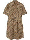 Burberry Classic Check Cotton Dress With Belted Waist