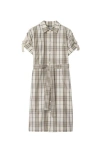 Burberry Check Buckle Short-sleeve Shirtdress In Cotton